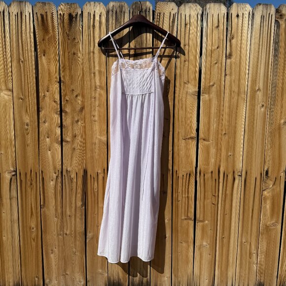 Vintage Nightgown 70s Undercover Wear Purple Empire Waist Sheer Negligee M/L - Picture 4 of 15
